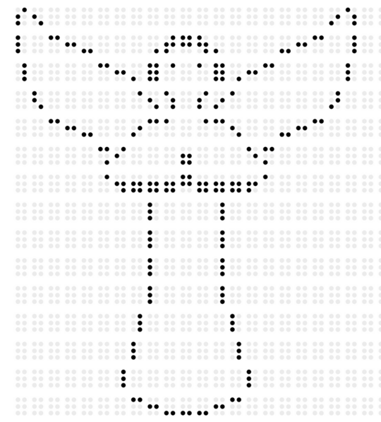 Ein Engel-Bild gestaltet mit Braillepunkten