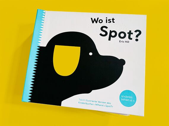 Cover "Wo ist Spot?" von Eric Hill vor gelben Hintergrund